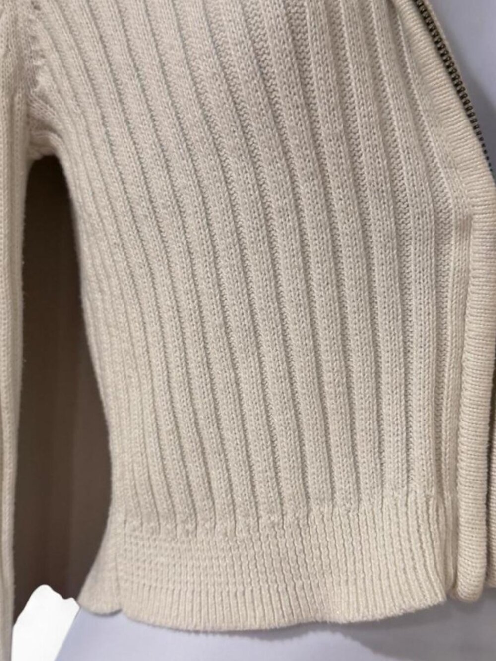 Aeropostale Cream Ribbed Knit Zip Hoodie - Picture 6 of 8